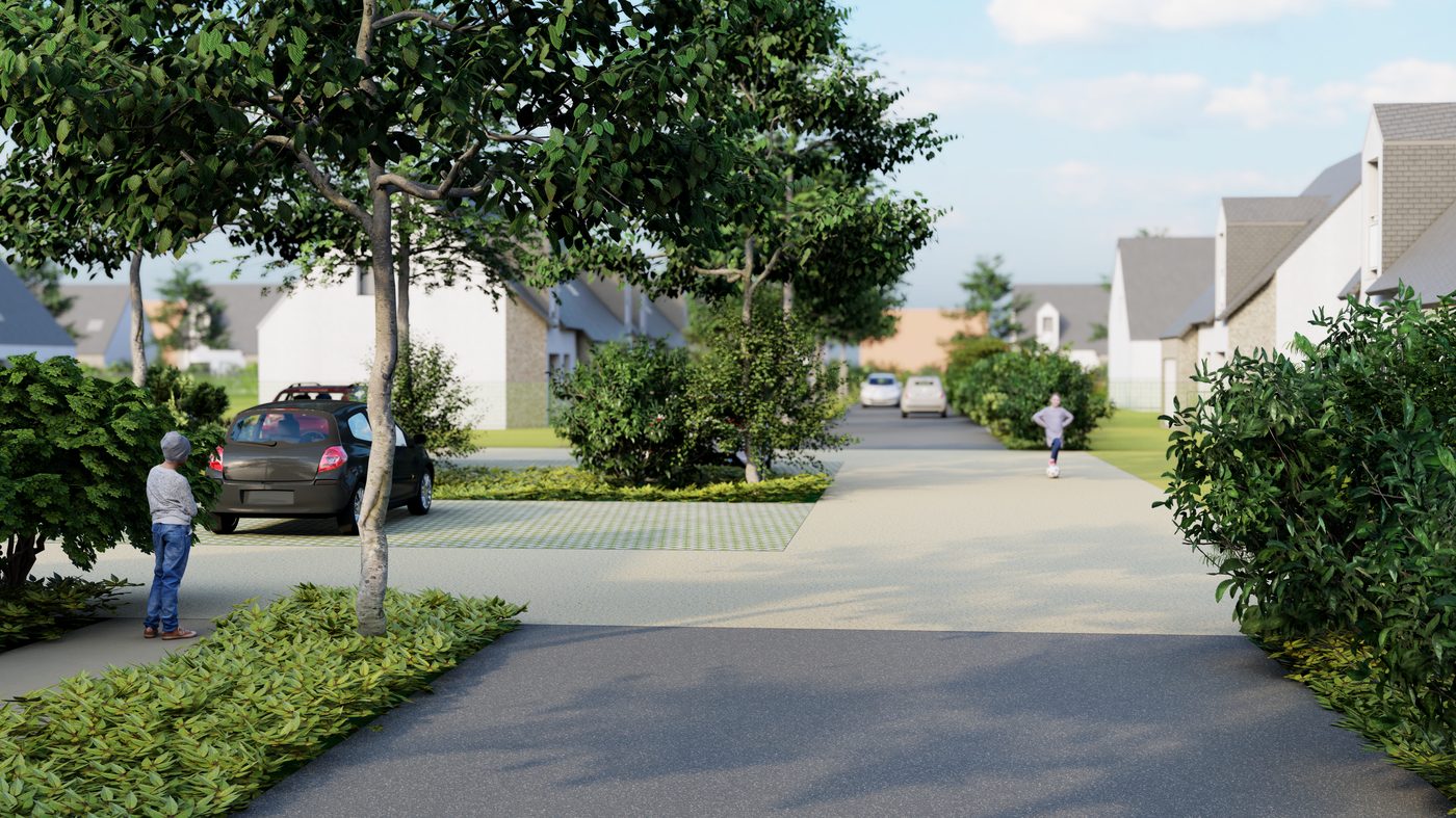 Guégon — Expansion urbaine, projet paysager par Atelier Nāga