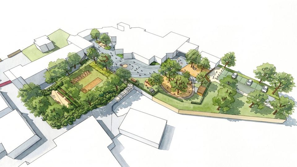 Briec, Renaturation des cours d'écoles Y. de Kerguelen : vue 4