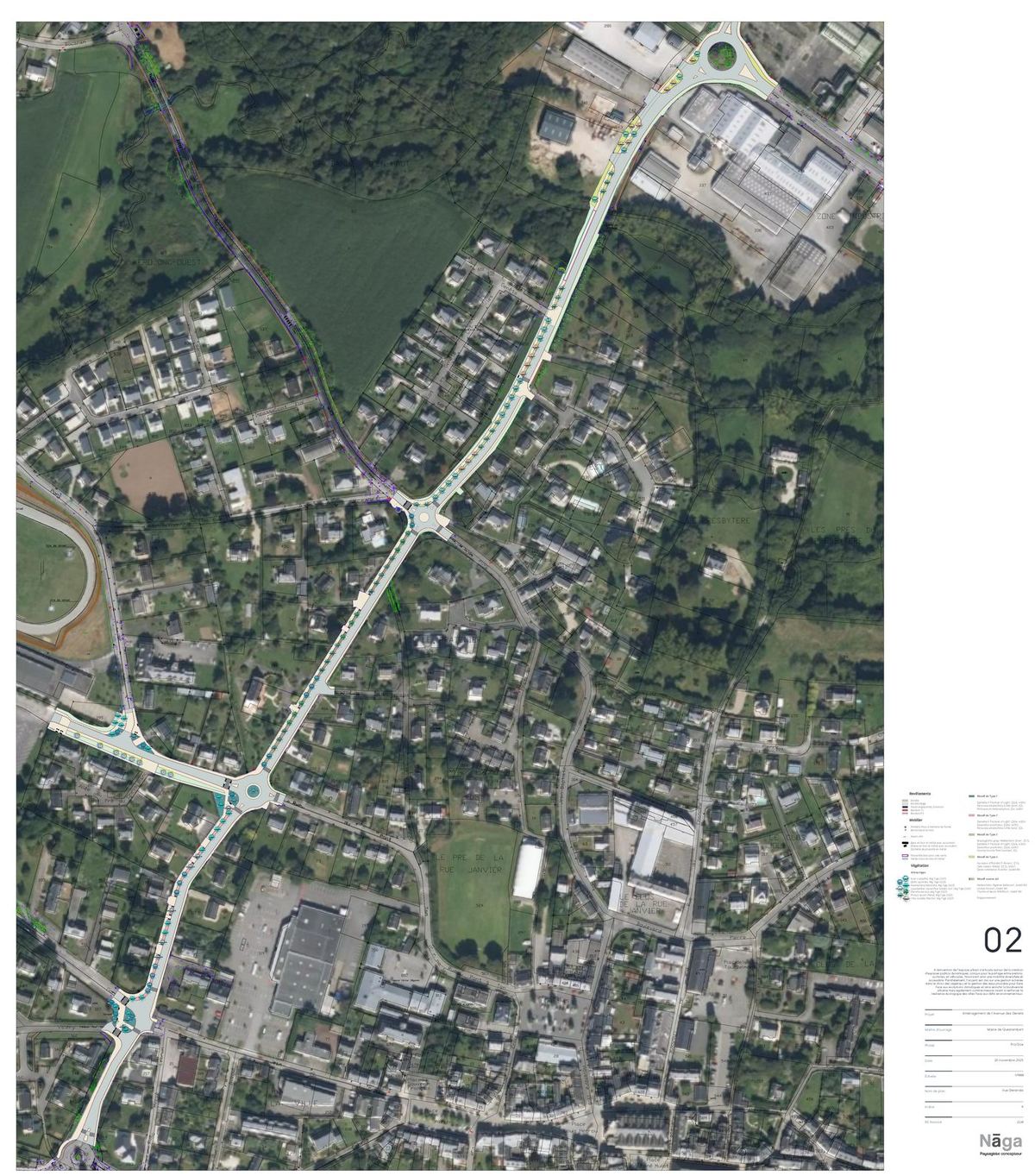 Questembert, Aménagement de l'avenue des Genêts : vue 1